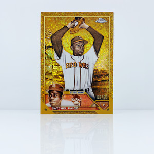 Satchel Paige 2023 Topps Chrome Gilded Mini-Diamond Gold Etch 6/50 SP
