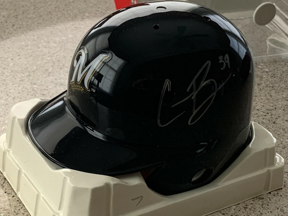 CORBIN BURNES Signed MILWAUKEE BREWERS MINI HELMET CY YOUNG AWARD 2021 - Image 1 of 1