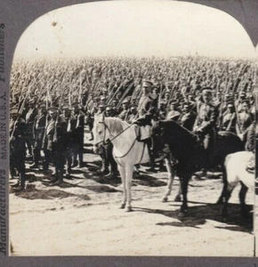 Scheda Stereoscopica Keystone Vintage WW1 Mare di Baionette - Truppe Russe in Revisione - Foto 1 di 3