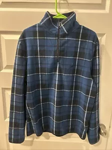 NUEVA Chaqueta Pullover Nautica Talla M Azul Marino A Cuadros Polar 1/4 Cremallera (C4) - Imagen 1 de 6