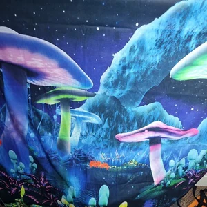2 X Trippy Forest Mushroom Village Wall Backdrop Pack Off 2 Bargin Price - Picture 1 of 1