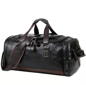 XXL Reisetasche Leder Weekender Sporttasche Schulter Tasche Herren Schwarz X - Bild 1 von 5