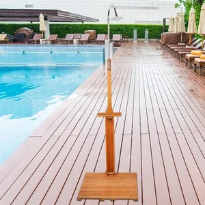 Outdoor Shower Garden Shower W/ Chassis Board Swimming Pool Shower Wood Portable - Picture 1 of 7