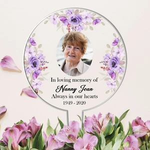 Personalised Photo Memory Bereavement Memorial Grave Garden Acrylic Plaque Sign - Picture 1 of 16