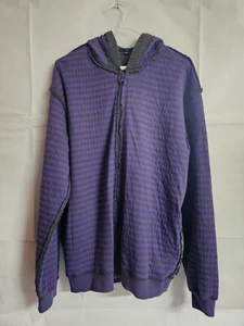 RARE Emporio Armani Striped Full Zip Sweater Purple/Black Misura Size: Large - Picture 1 of 14