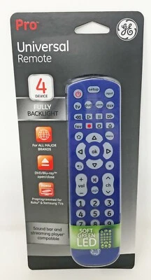 GE Pro Universal Remote Model 45764 4 Device LED Backlight  LG Sony Samsung New - Image 1 of 2