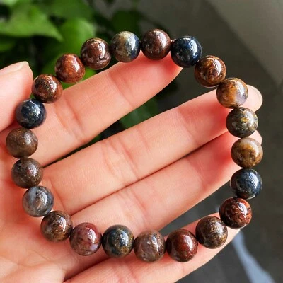 Brazalete de cuentas de piedras preciosas Pietersita Namibia de color natural de 8,8 mm Z55 Foto 1 de 4