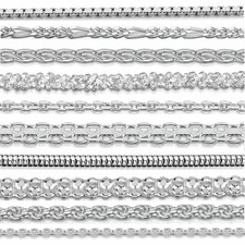 Amberta Jewelry Solid Real 925 Sterling Silver Chain Necklace Made in Italy