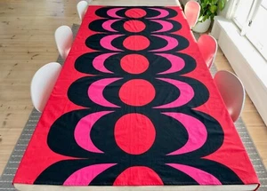 Vintage Marimekko Kaivo Stoff Tischdecke, roter geometrischer Vorhang oder Wandhänge - Bild 1 von 6