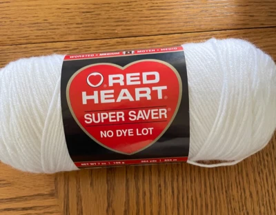 Red Heart Super Saver 8 oz Aran Weight Acrylic Yarn clr 311 White - Image 1 of 3
