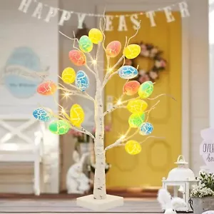 Árbol de Pascua 24 LED con 25 coloridas decoraciones de huevos de Pascua - Imagen 1 de 14