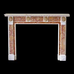 Waldorf Astoria Marble Mantel with Red & Yellow Inlay - Picture 1 of 14