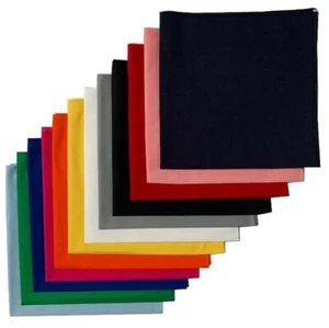 "Bandanas de color liso hechas en EE. UU. (paquete de 12) 100% algodón 22"" x 22" - Imagen 1 de 13