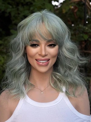 Aquamarine Blue Ombre Wig | Human Hair Blend Lace Front - Image 1 of 4