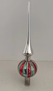 Vintage rot und grün Quecksilber Glas Weihnachtsbaum Topper Finale Germany 11,5" - Bild 1 von 9