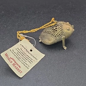 Vtg Dhokra Brass Frog Ornament Figurine Paperweight Home Decor India Tag - Picture 1 of 8