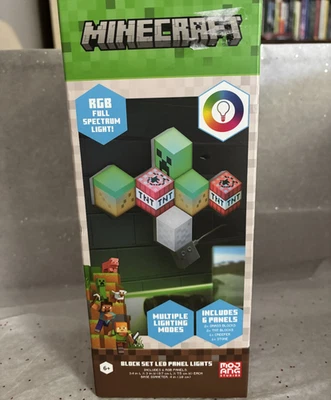 Minecraft MOB and Blocks LED RGB Panel Set of 6 Novelty Wall Lights - Image 1 of 4