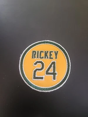 Rickey Henderson Memorial Jersey Patch Oakland A's Athletics 24 Green Border - Image 1 of 4