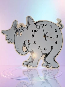 Dr Seuss 2017 Blue Horton Hears a Who Battery Wall Clock Trend Lab WORKS VIDEO! - Picture 1 of 4