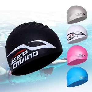 Waterproof Silicone Racing Swim Cap for Adults Long Hair Ear Protection - Picture 1 of 13