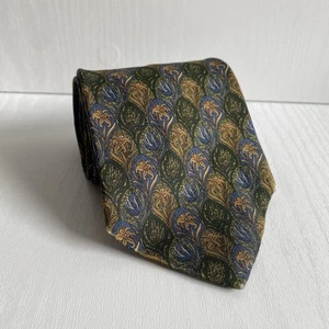 LIBERTY London Silk Vintage Green Blue Yellow Decorative Floral Design - Picture 1 of 9