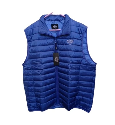 New 3X Men's Women's Vest Hard Rock Tulsa Casino Blue Quilted Pockets Zip Front - Image 1 of 4