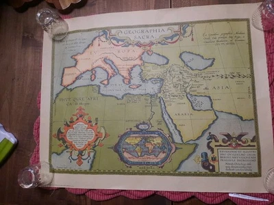 Vintage 1950 Hoffman La Roche Geographia Sacra Lithograph M2 - Image 1 of 4