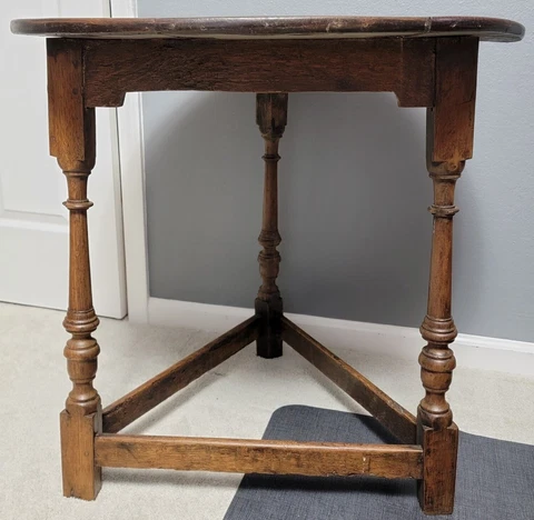 Antique 18th Century English Oak Cricket Pub Side Table Primitive Rustic 1700's Cover