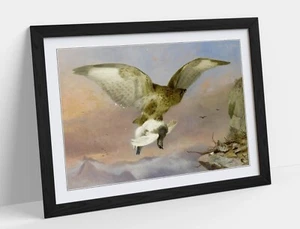 RICHARD ANSDELL, BUZZARD WITH PTARMIGAN -FRAMED WALL ART POSTER PRINT 4 SIZES - Picture 1 of 10