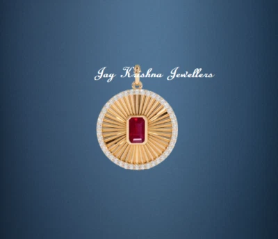 Lab Diamond Charm Pendant, 925 Silver Ruby Gemstone Handmade Wedding Gift Locket - Image 1 of 2