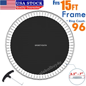 Trampoline Replacement Mat Fits 15FT Frame with V-Rings - UV & Water Resistant - Picture 1 of 13