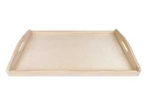 Bandeja grande de madera para servir con asas de madera lacada natural 30 x 20cm - Imagen 1 de 11