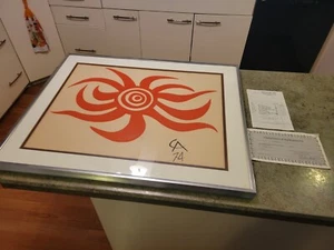 Braniff Air Colored Lithograph Signed Dated CALDER " Sunburst " w COA & Receipt - Picture 1 of 16
