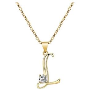 Damen Halskette mit Buchstaben (A-Z) Alphabet Zirkonia Geschenk Gold / Silber