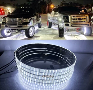 Kit remoto interruptor luces de llanta anillos de rueda LED para camiones triple fila blanco puro de 17,5" - Imagen 1 de 7