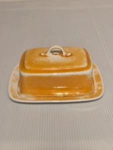 Rare Butter Dish - Victoria CzechoSlovakian Bone China orange and white VGC - Picture 1 of 5