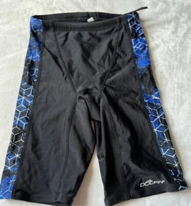 Boys Dolfin Black Blue Jammer Swimsuit Swim Trunks Fitted 19" waist 6 ? - Picture 1 of 3