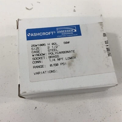 Ashcroft 25W1005 H 02L Pressure Gauge 2-1/2" 0-60PSI 1/4" NPT  - Image 1 of 4