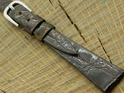 Correa de reloj vintage Stylecraft cocodrilo marrón sin usar hebilla tono plata NOS 13 mm Foto 1 de 4