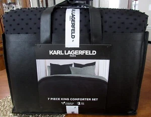 KING Comforter Set Karl Lagerfeld Paris 7 Piece Black And White Brand New w/Tags - Picture 1 of 11