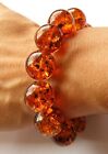 Natural Orange Gemstone Bead Polished Elastic Band Bracelet 7inch adjustable