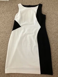 Nine West Black White Sleeveless Shift Dress Wedding Races Office 10 12 Ch 38” - Picture 1 of 12