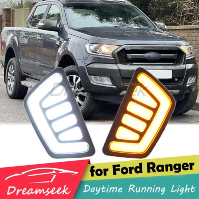 Cubierta antiniebla luz de circulación diurna LED DRL para Ford Ranger 2015-2018 con giro Foto 1 de 4