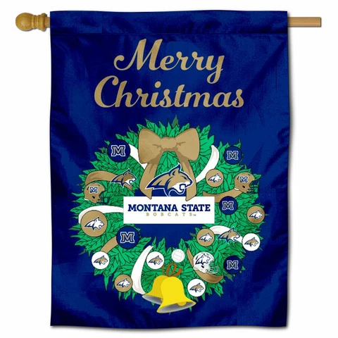 Montana State University Happy Holidays Christmas Decorative House Flag Cover