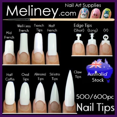 500/600 Puntas Francesas Extensiones de Uñas Suministros de Salón Formas Calidad Profesional Foto 1 de 2