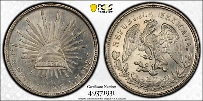 Republic of Mexico 1902 MO/AM Peso  PCGS MS63 - Image 1 of 4