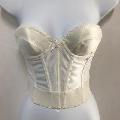 Sujetador Bustier Satinado Vintage Arlauret by Ele-Sue 34A Blanco Longline Foto 1 de 4