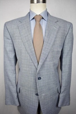 Jos. A. 银行蓝色/白色方格羊毛混纺双扣运动外套尺寸:46R — 第 1/4 张图片