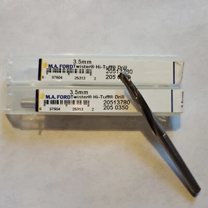 (Lote 2) broca de taladro de carburo sólido de 3,5 mm hecha en EE. UU. por M.A. Ford/Twister Hi-Tuff - Imagen 1 de 4