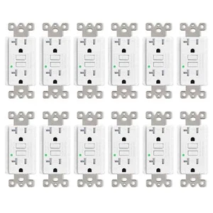 GFI GFCI Outlet 20 Amp Ground Fault Receptacle Weather Tamper Resistant 12 Packs - Picture 1 of 12